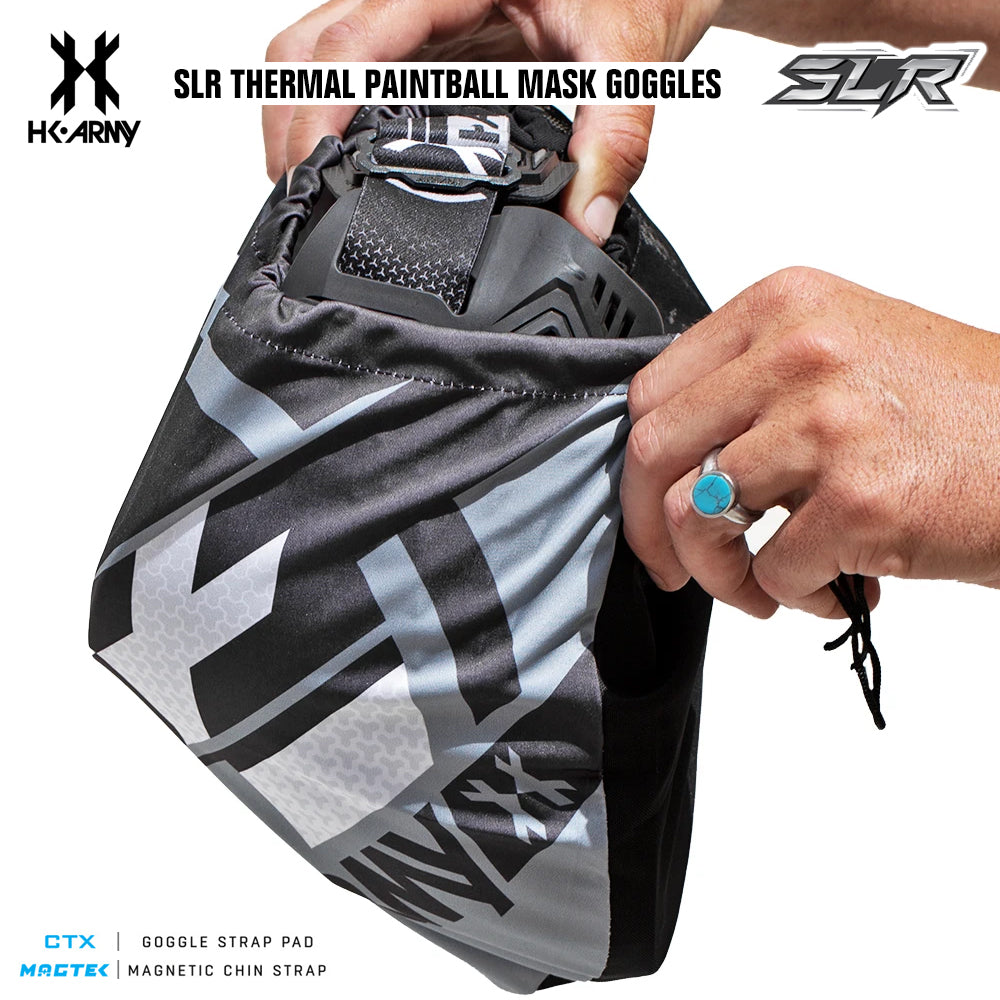 HK Army SLR Anti-Fog Thermal Paintball Mask Goggle - Quest (Black/Black/Black) - Aurora Green Thermal Lens