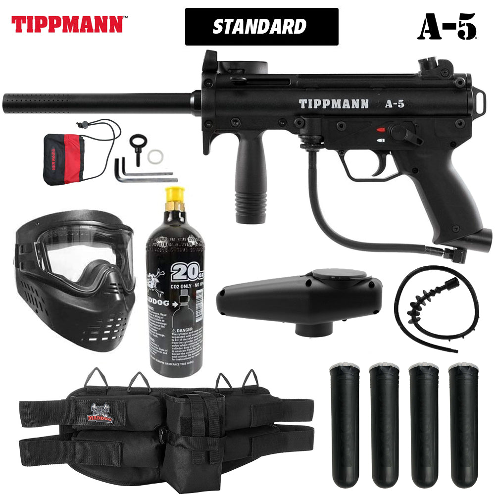 Maddog Tippmann A-5 Silver Paintball Gun Marker Starter Package