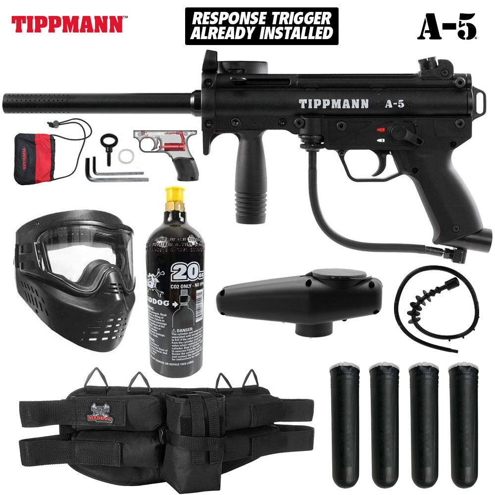 Maddog Tippmann A-5 Silver Paintball Gun Marker Starter Package