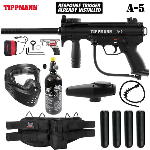 Maddog Tippmann A-5 Silver HPA Paintball Gun Marker Starter Package