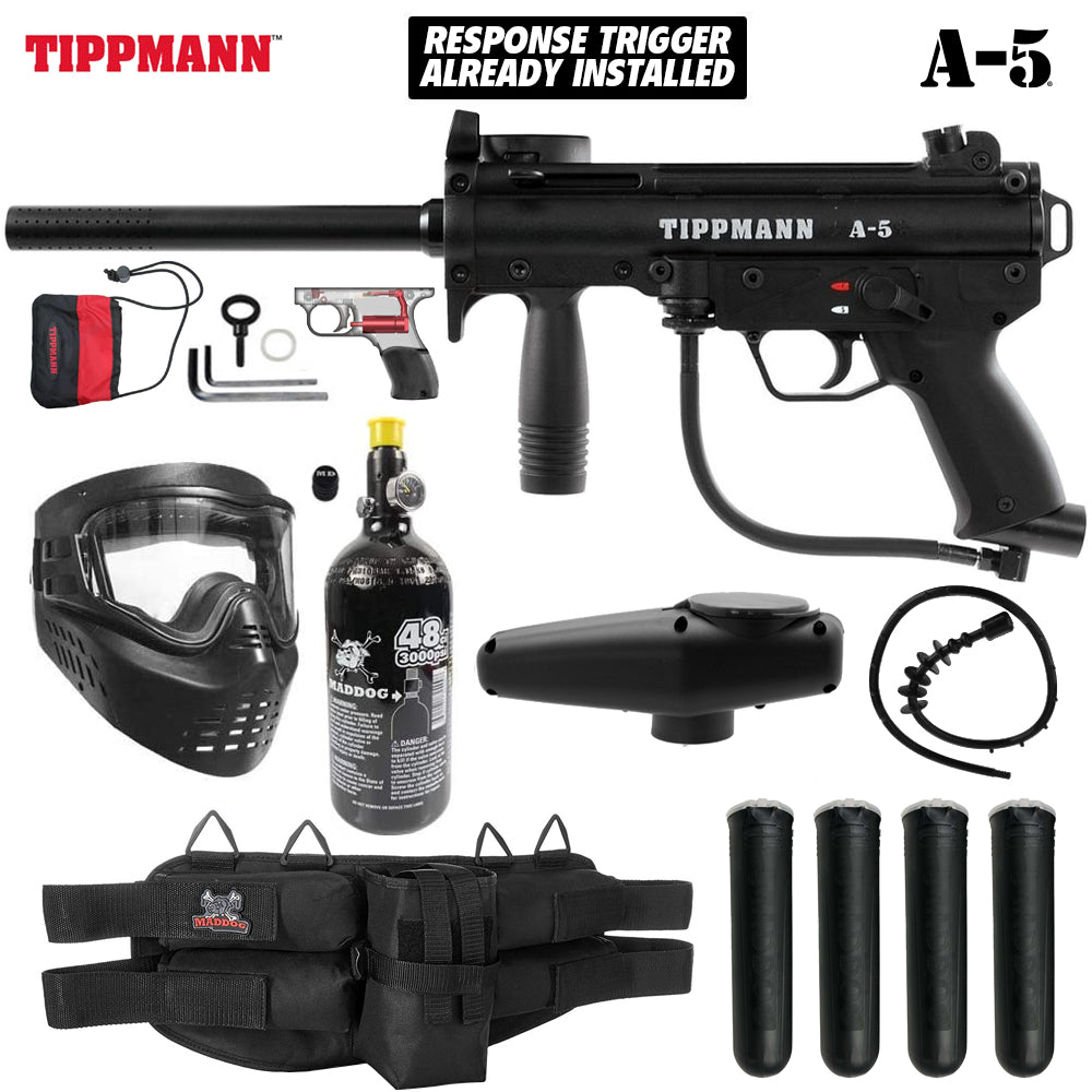 Maddog Tippmann A-5 Silver Paintball Gun Marker Starter Package