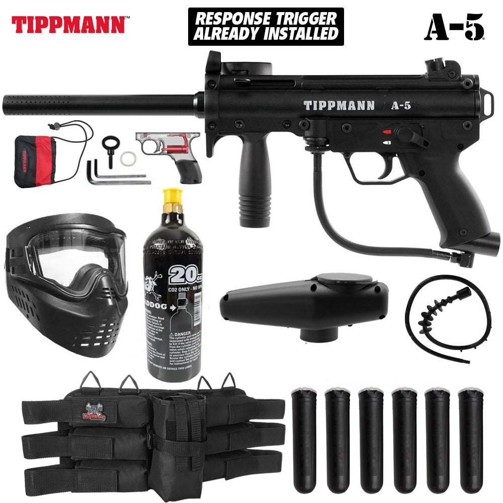 Maddog Tippmann A-5 Titanium CO2 Paintball Gun Package