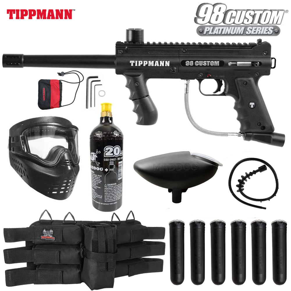 Maddog Tippmann 98 Custom Platinum Series Titanium CO2 Paintball Gun Marker Starter Package