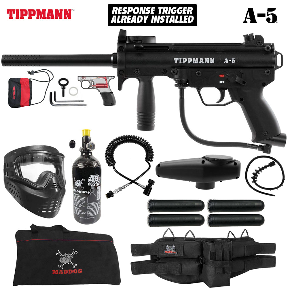 Maddog Tippmann A-5 Specialist HPA Paintball Gun Marker Package