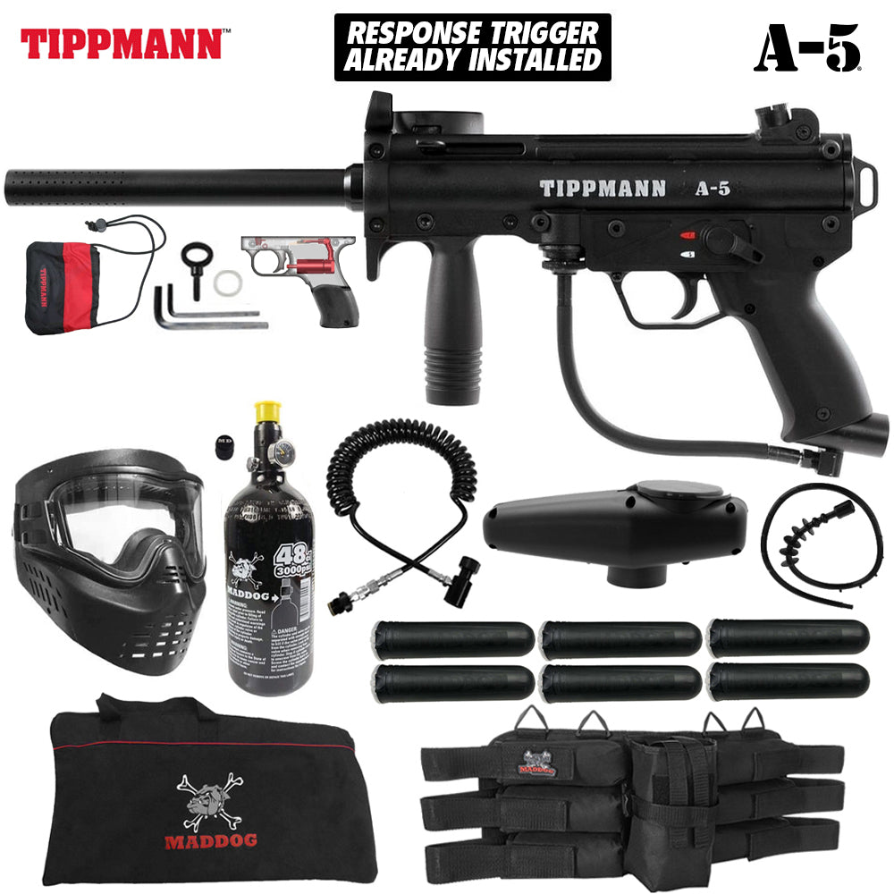 Maddog Tippmann A-5 Corporal HPA Paintball Gun Marker Package