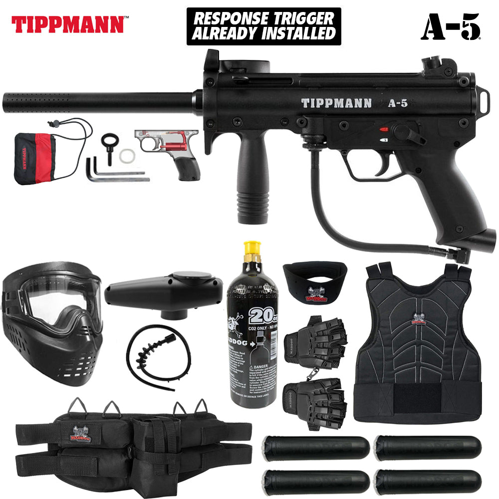 Maddog Tippmann A-5 Starter Protective CO2 Paintball Gun Marker Package