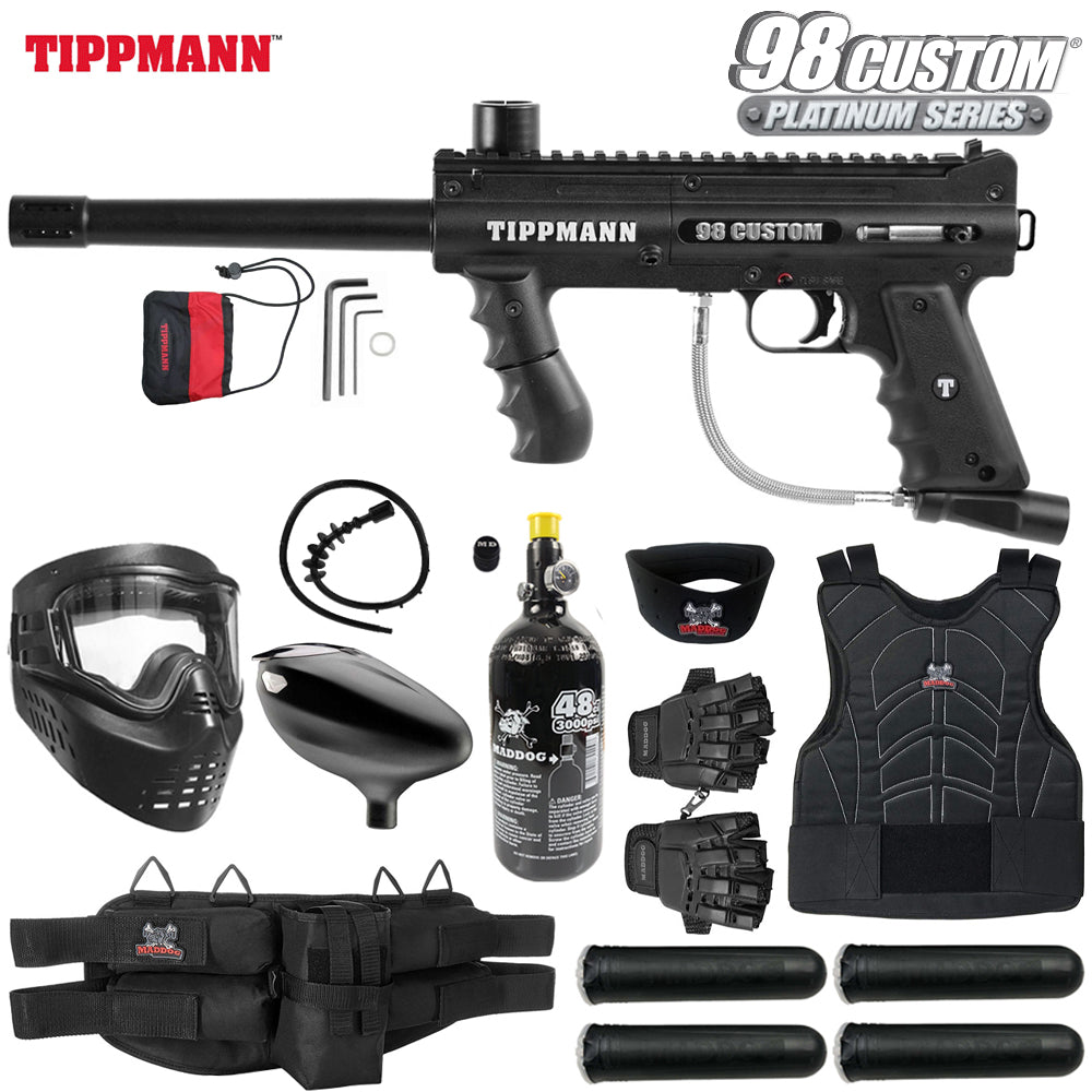 Maddog Tippmann 98 Custom Platinum Series Protective HPA Paintball Gun Marker Starter Package