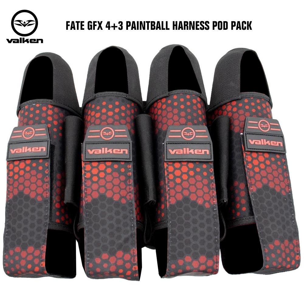 Valken Fate GFX 4+3 Paintball Harness Pod Pack - Digi Tiger Red Camo
