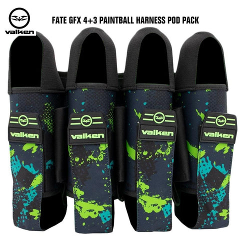 Valken Fate GFX 4+3 Paintball Harness Pod Pack - Green Abstract
