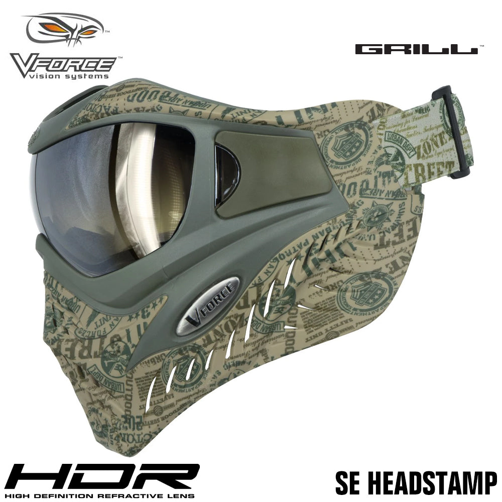 V-Force Grill Thermal Paintball Mask Goggles - SE Headstamp (HDR & Clear Lens)