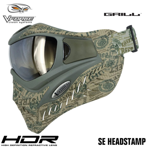 V-Force Grill Thermal Paintball Mask Goggles - SE Headstamp (HDR & Clear Lens)