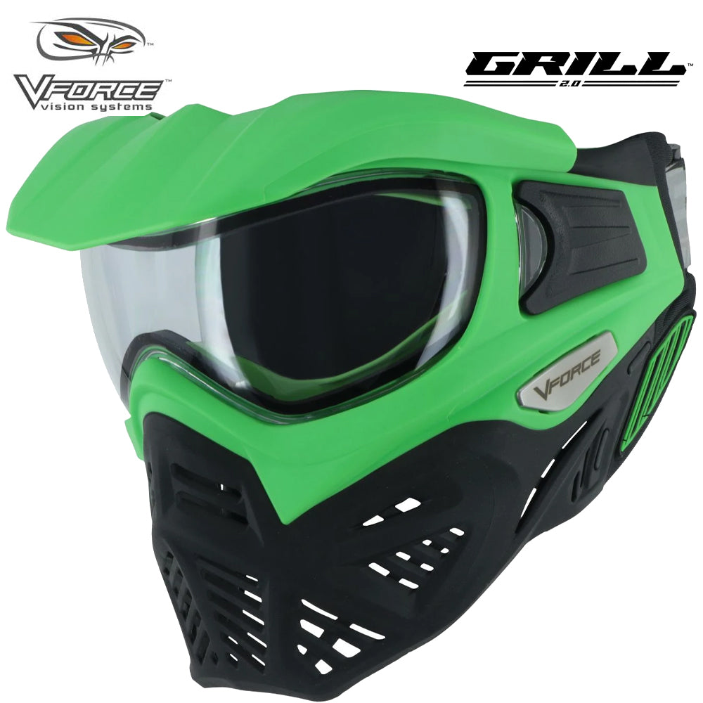 CLEARANCE V-Force Grill 2.0 Thermal Anti Fog Paintball Mask Goggles - Venom (Green / Black) - OPEN BOX