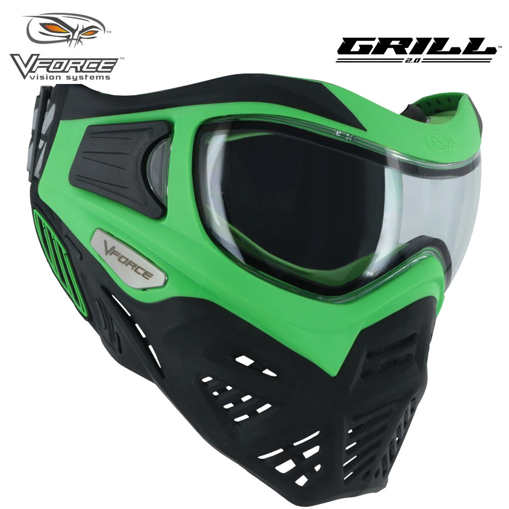 CLEARANCE V-Force Grill 2.0 Thermal Anti Fog Paintball Mask Goggles - Venom (Green / Black) - OPEN BOX