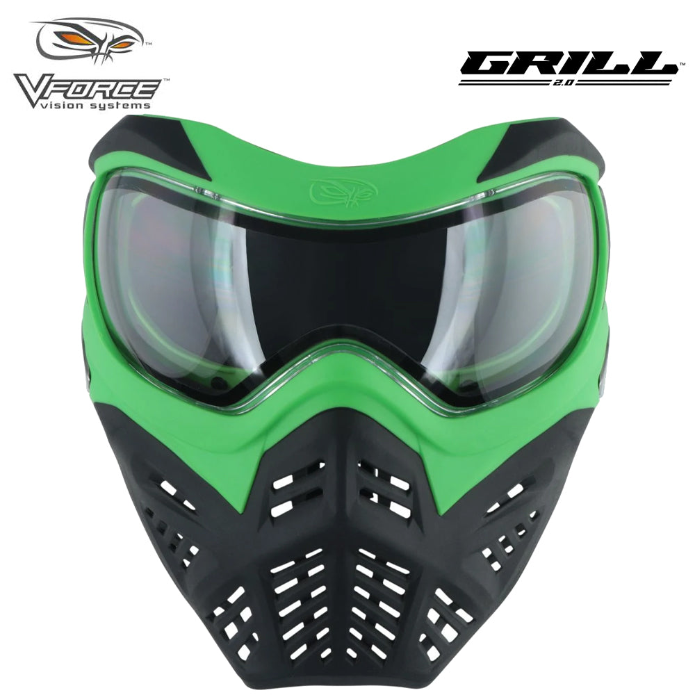 CLEARANCE V-Force Grill 2.0 Thermal Anti Fog Paintball Mask Goggles - Venom (Green / Black) - OPEN BOX