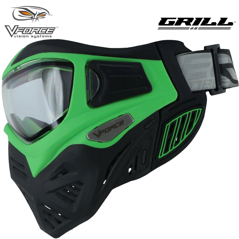 CLEARANCE V-Force Grill 2.0 Thermal Anti Fog Paintball Mask Goggles - Venom (Green / Black) - OPEN BOX