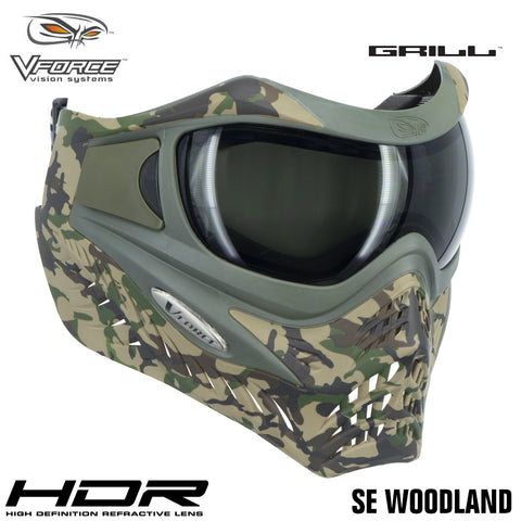 V-Force Grill Thermal Paintball Mask Goggles - SE Woodland Camo (HDR & Clear Lens)