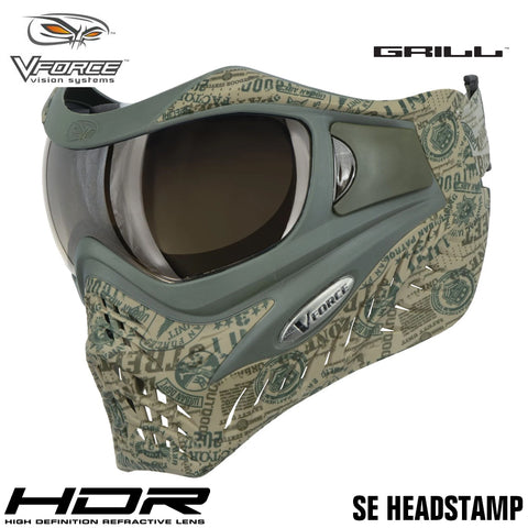 V-Force Grill Thermal Paintball Mask Goggles - SE Headstamp (HDR & Clear Lens)