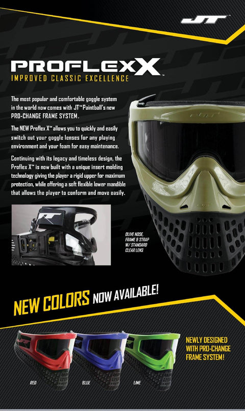 JT Proflex X Thermal Paintball Mask with Pro Change Spectra Goggle Frame - PaintballDeals.com