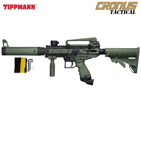 Tippmann Cronus TACTICAL Semi Auto .68 Cal Paintball Gun Marker - Black / Olive - PaintballDeals.com