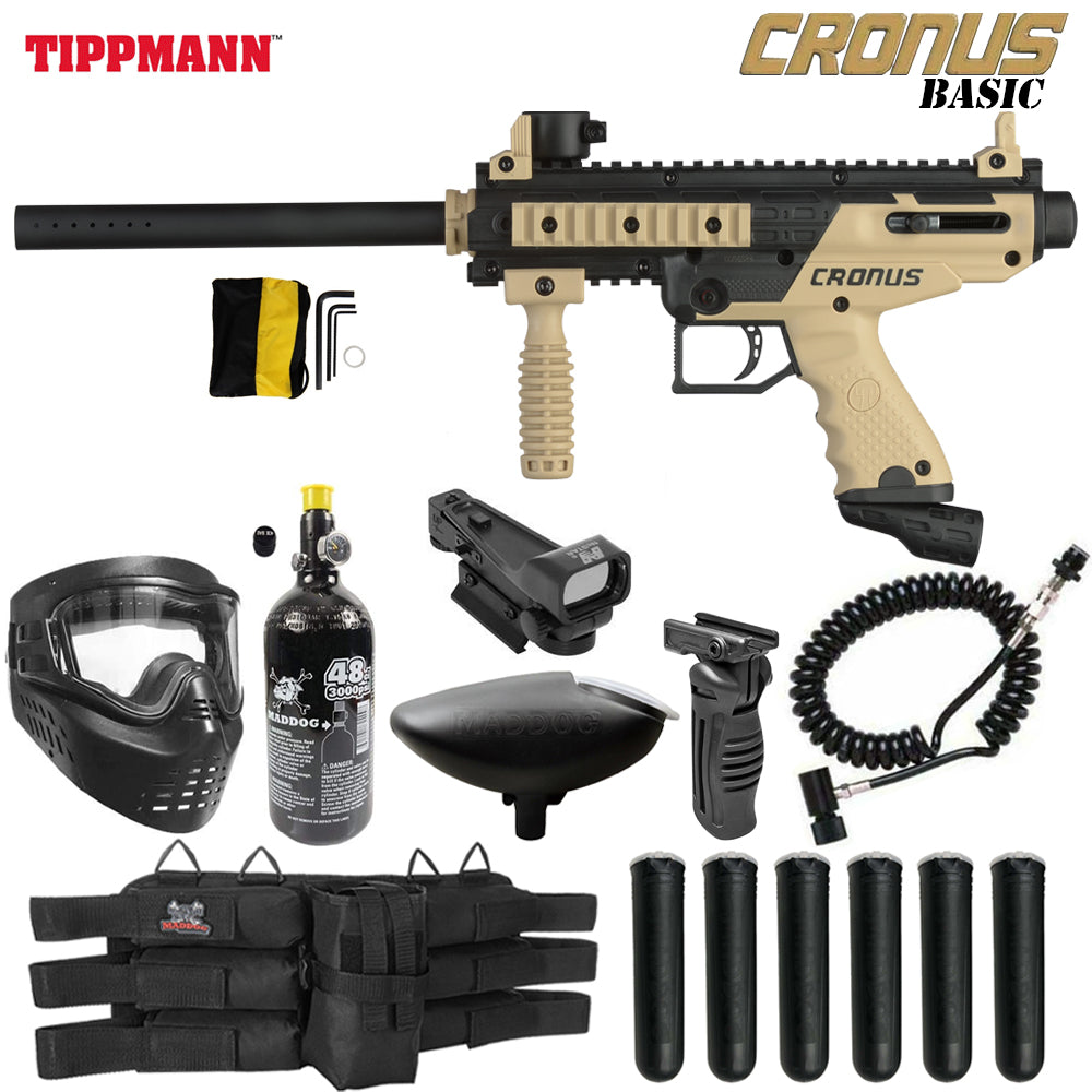 Tippmann Cronus Tactical HPA Red Dot Paintball Gun Package
