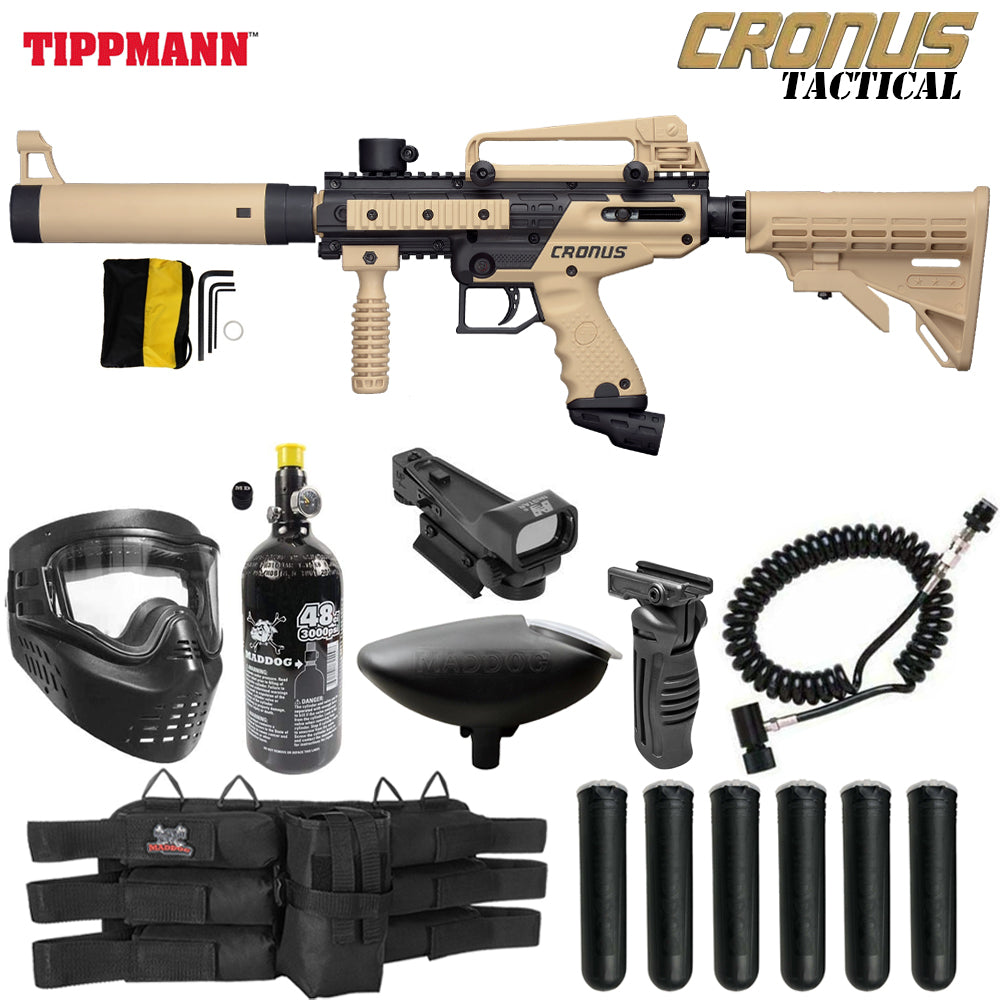 Tippmann Cronus Tactical HPA Red Dot Paintball Gun Package
