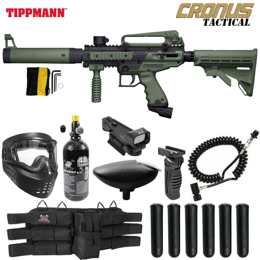 Tippmann Cronus Tactical HPA Red Dot Paintball Gun Package