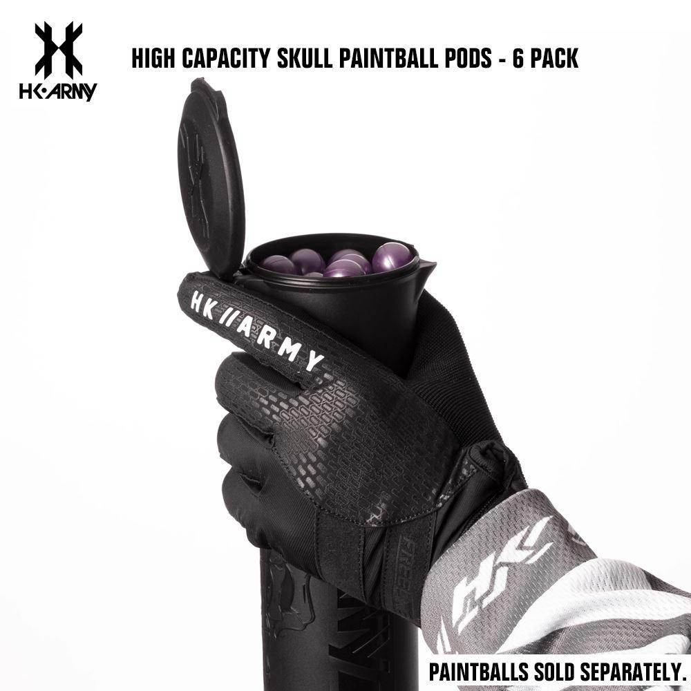 HK Army High Capacity 150 Rounds Skull Paintball Pods - 6 Pack - PaintballDeals.com