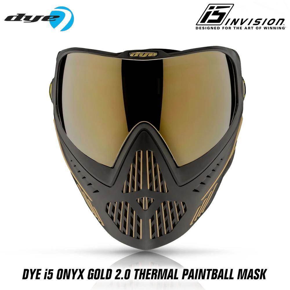 Dye I5 Thermal Paintball Mask Goggles with GSR Pro Strap - Onyx Gold 2.0 Black / Gold - PaintballDeals.com
