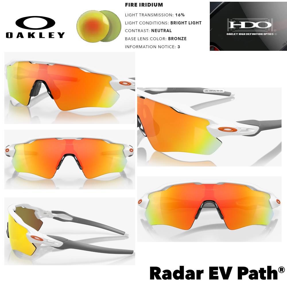 Oakley Radar EV Path Men's Sunglasses - Polished White w/ Fire Iridium Lenses