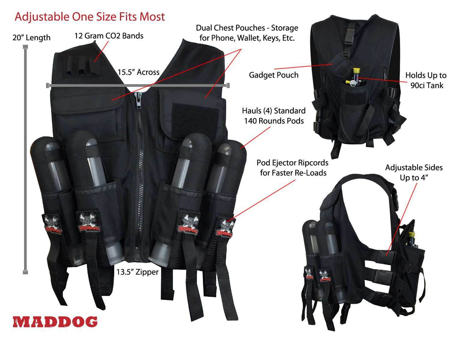 Maddog Tactical Sport Vest with Pods & Remote Coil Paintball Package