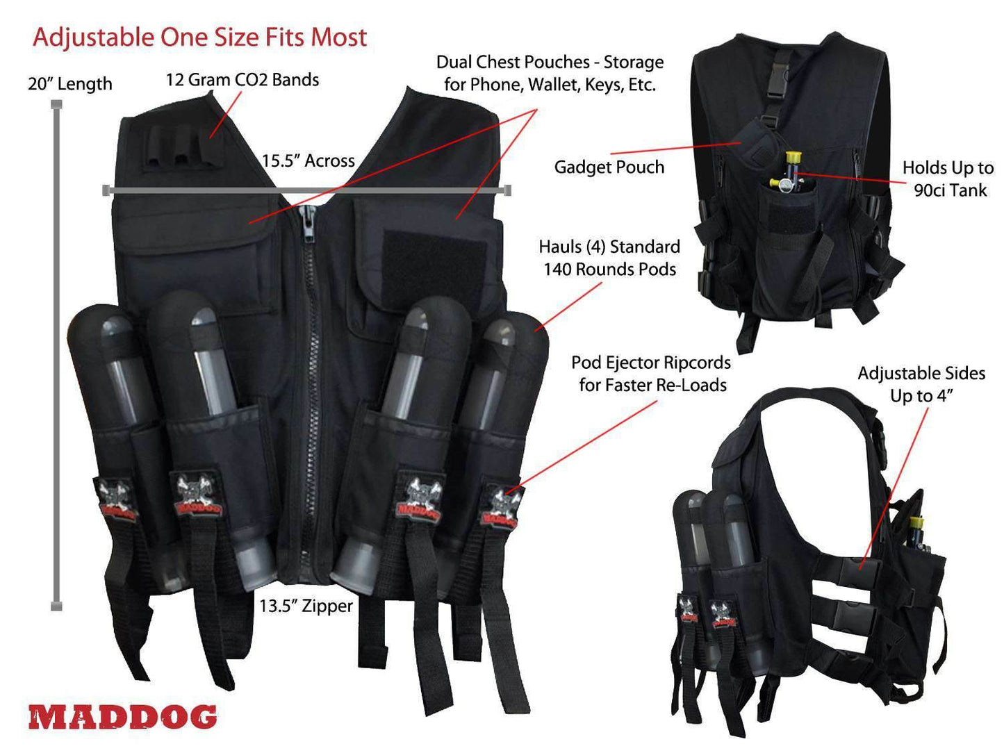 Maddog Tactical Sport Vest with Pods & Remote Coil Paintball Package