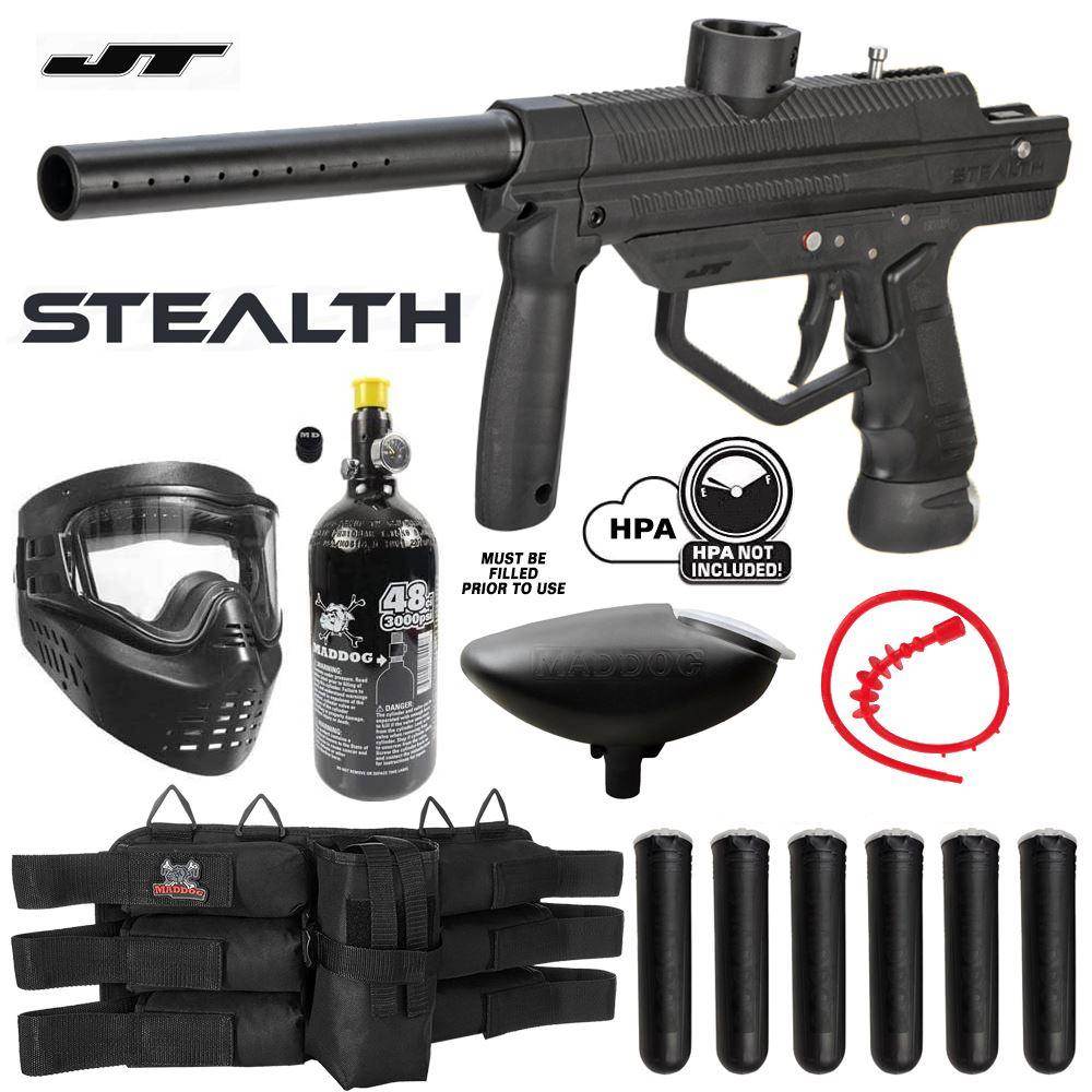 Maddog JT Stealth Semi-Automatic .68 Caliber Paintball Gun Starter Package - PaintballDeals.com