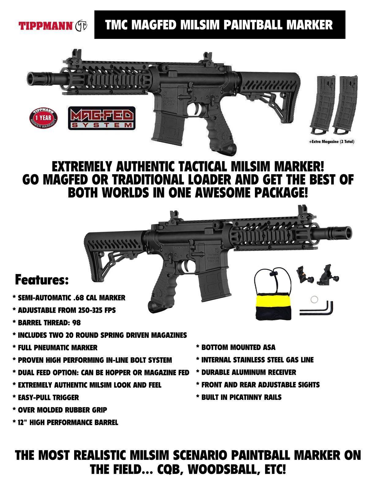 Maddog Tippmann TMC MAGFED Corporal Paintball Gun Starter Package - PaintballDeals.com
