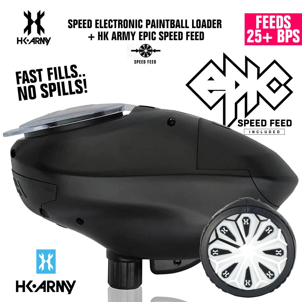 HK Army Speed Electronic Paintball Loader with Epic Speed Feed - 25+ BPS