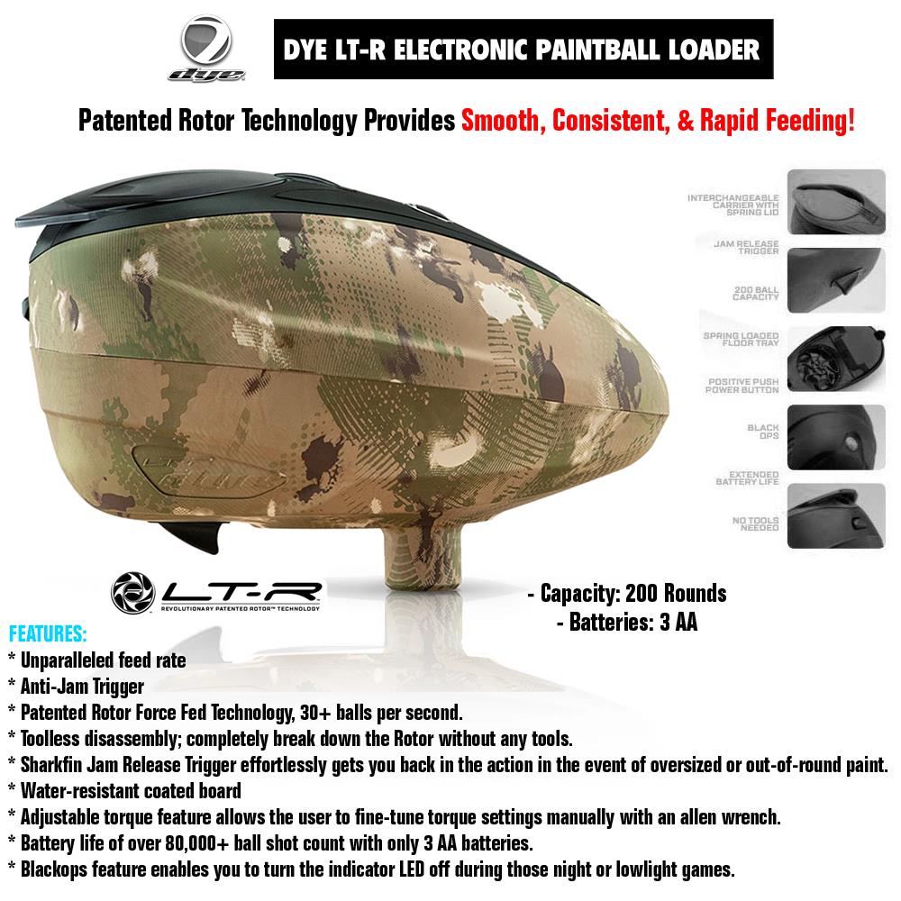 Dye LT-R Electronic Paintball Loader with HK Army Epic Speed Feed