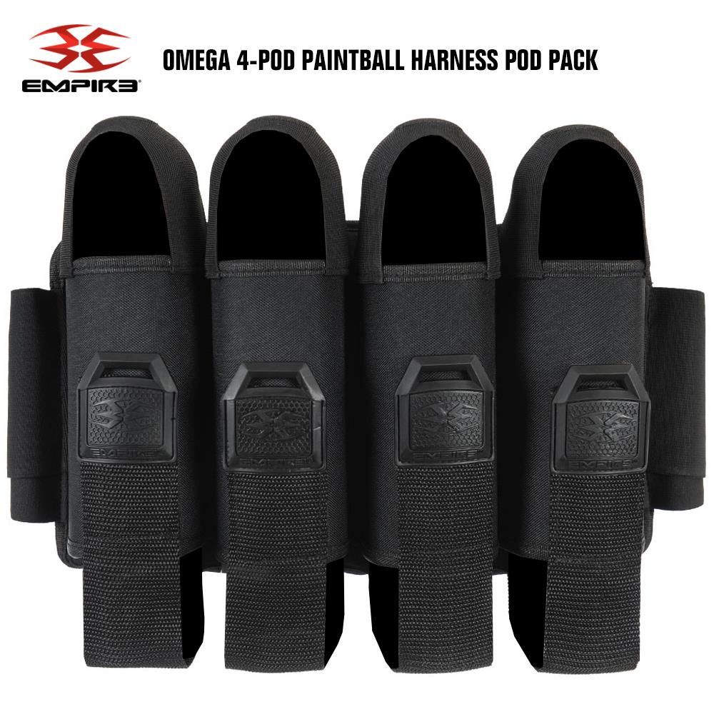 Empire Omega 4-Pod Paintball Harness Pod Pack - Black / Black