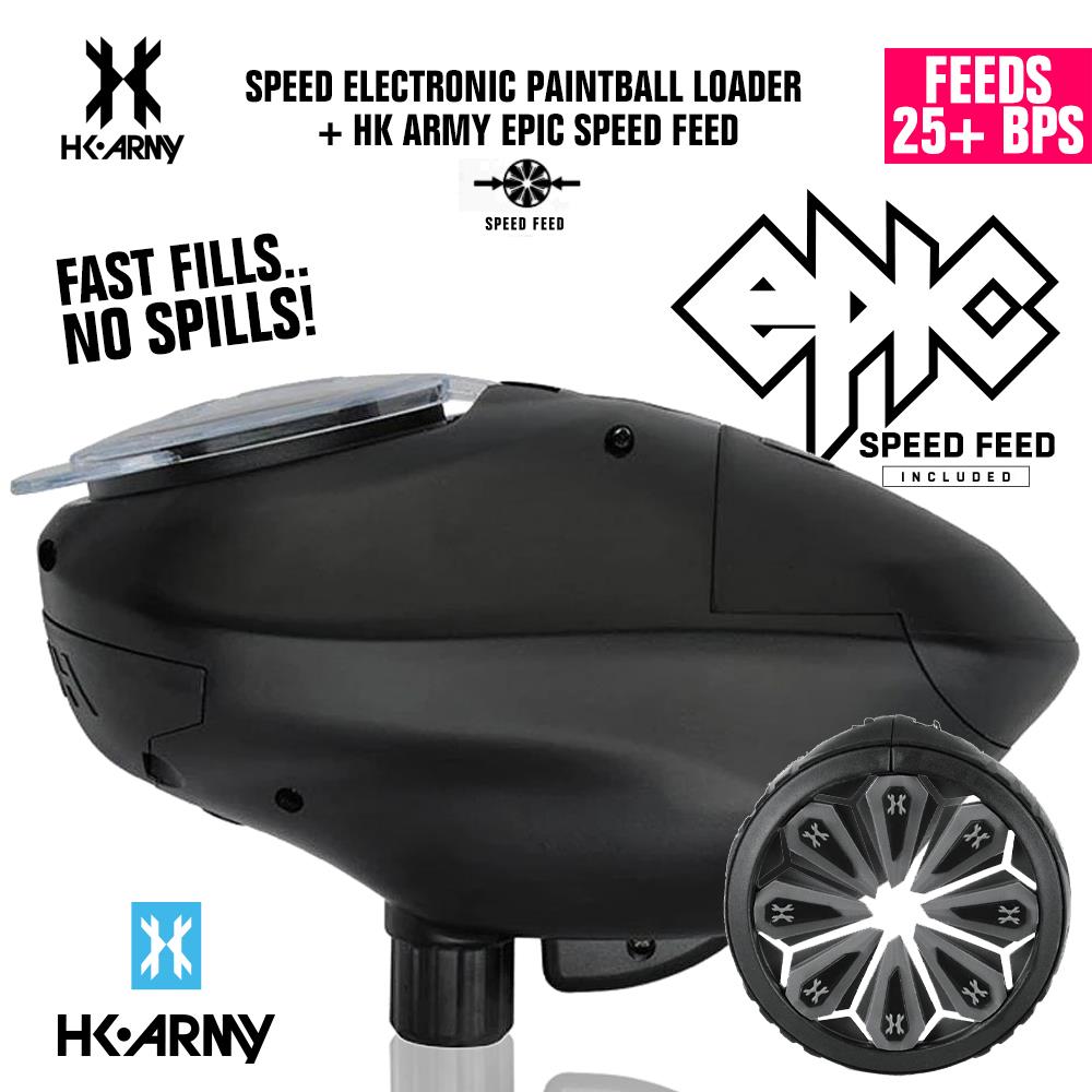 HK Army Speed Electronic Paintball Loader with Epic Speed Feed - 25+ BPS