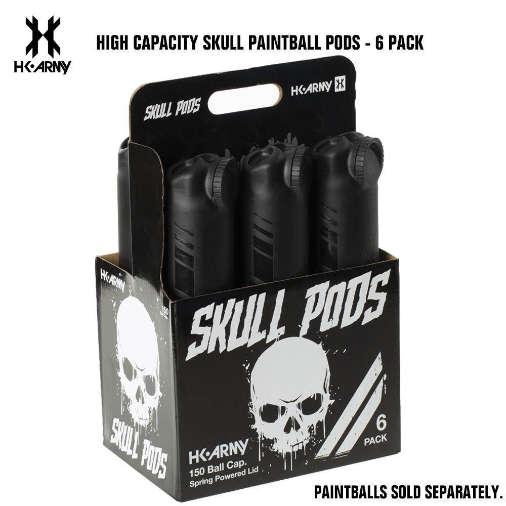 HK Army High Capacity 150 Rounds Skull Paintball Pods - 6 Pack - PaintballDeals.com
