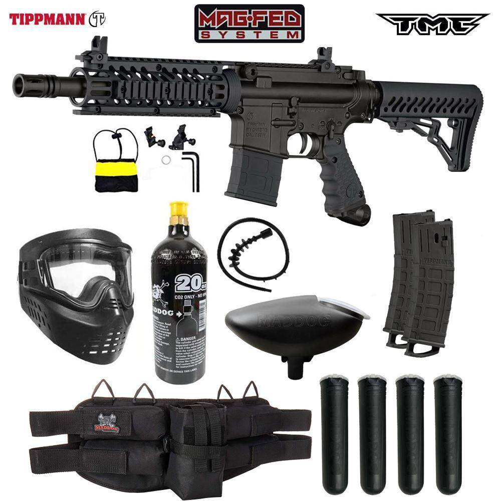 Maddog Tippmann TMC MAGFED Silver Paintball Gun Starter Package - PaintballDeals.com