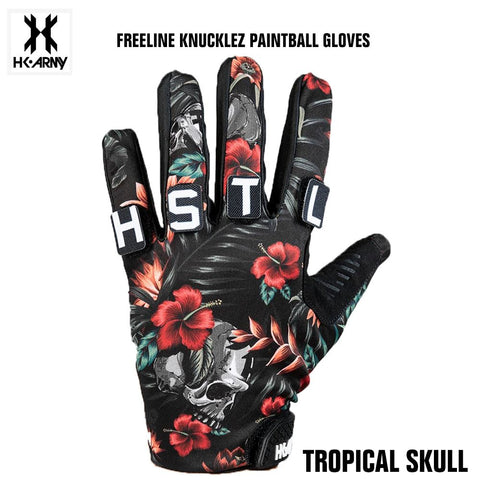 HK Army Freeline Knucklez Paintball Gloves - Tropical Skull