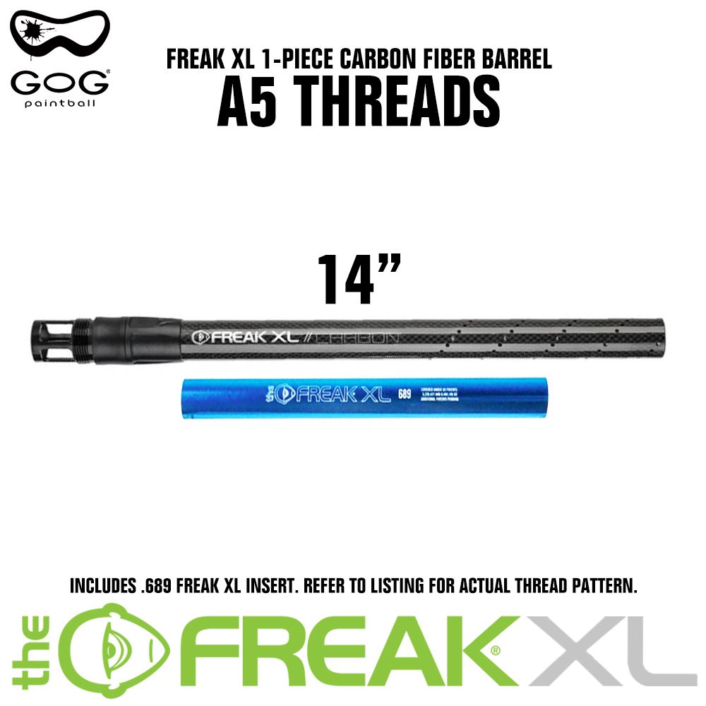 GoG Freak XL Carbon Fiber Paintball Barrel w/ .689 Insert - A-5 Thread