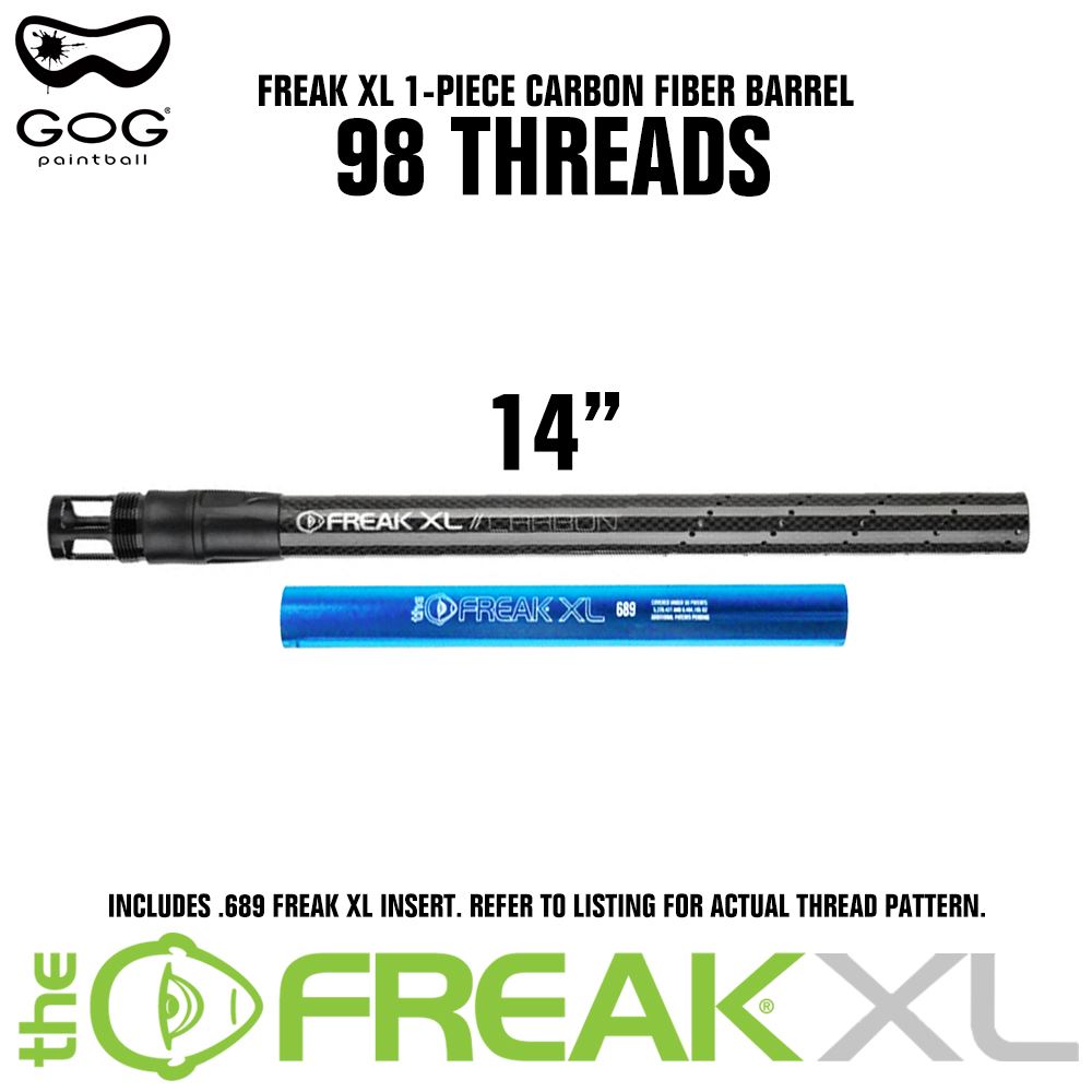 GoG Freak XL Carbon Fiber Paintball Barrel w/ .689 Insert - Choose Barrel Threads