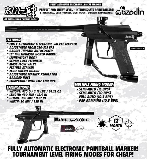 Maddog Azodin Blitz 4 Silver HPA Paintball Gun Marker Starter Package