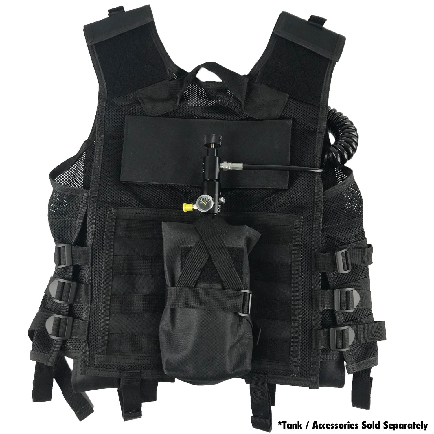 CLEARANCE Maddog Tactical Paintball Battle Vest with Tank and Pod Holder Attachments - Black | USED But NOT Abused