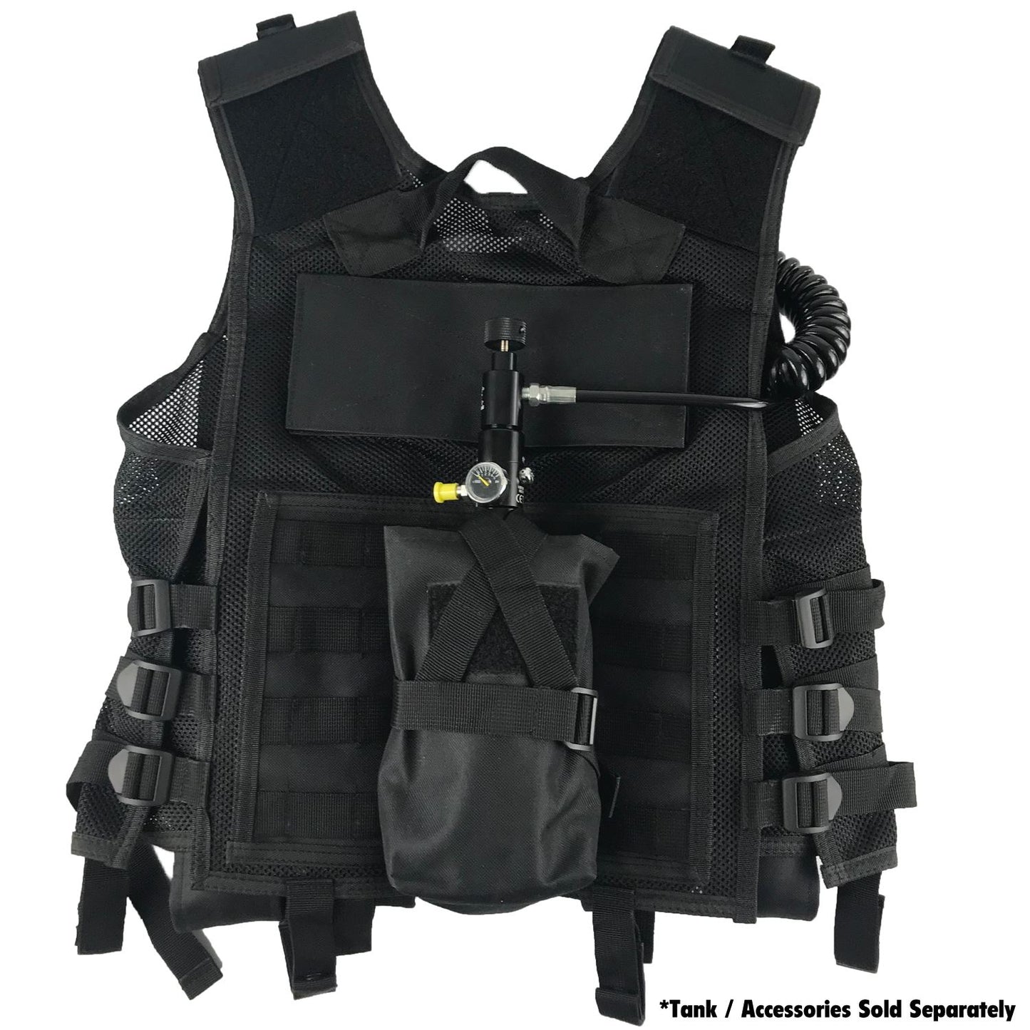 CLEARANCE Maddog Tactical Paintball Battle Vest with Tank and Pod Holder Attachments - Black | USED But NOT Abused