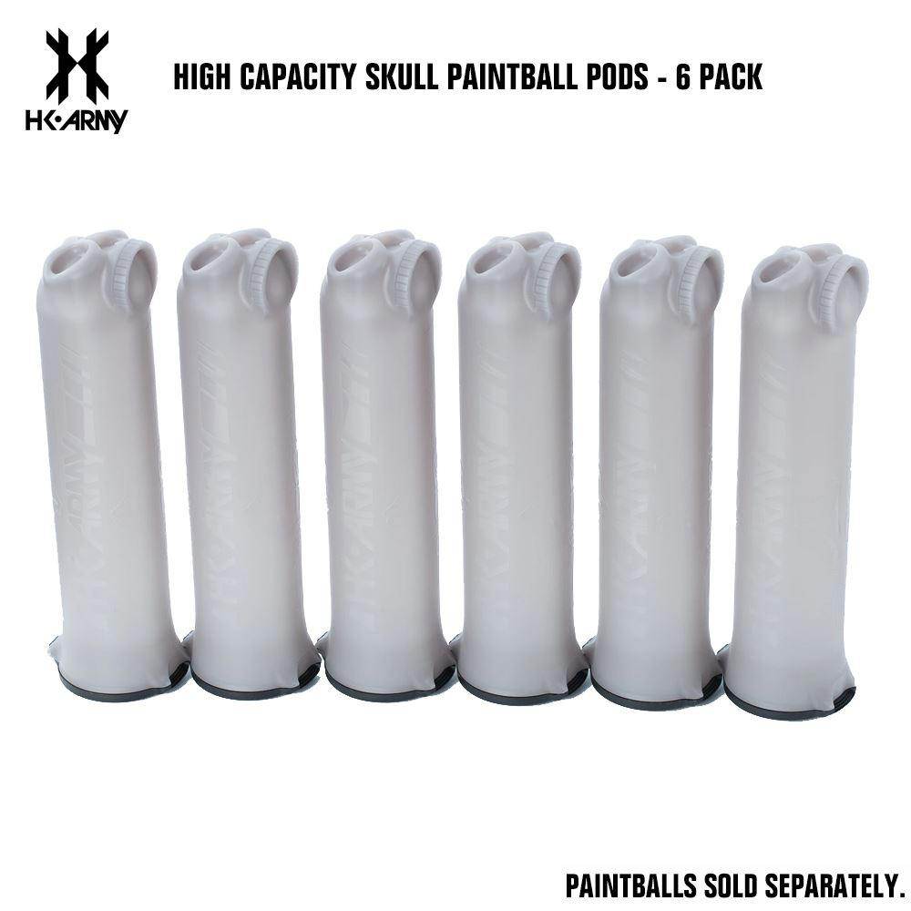 HK Army High Capacity 150 Rounds Skull Paintball Pods - 6 Pack - PaintballDeals.com