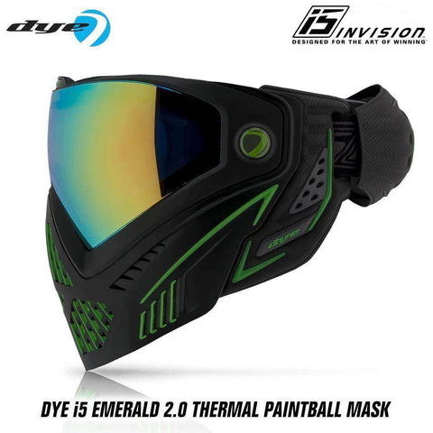 Dye I5 Thermal Paintball Mask Goggles with GSR Pro Strap - Emerald 2.0 Black / Lime - PaintballDeals.com