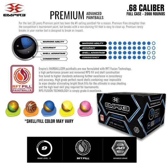 Empire Premium .68 Caliber Paintballs - Yellow Shell / Carbon Fiber Pattern Fill - PaintballDeals.com