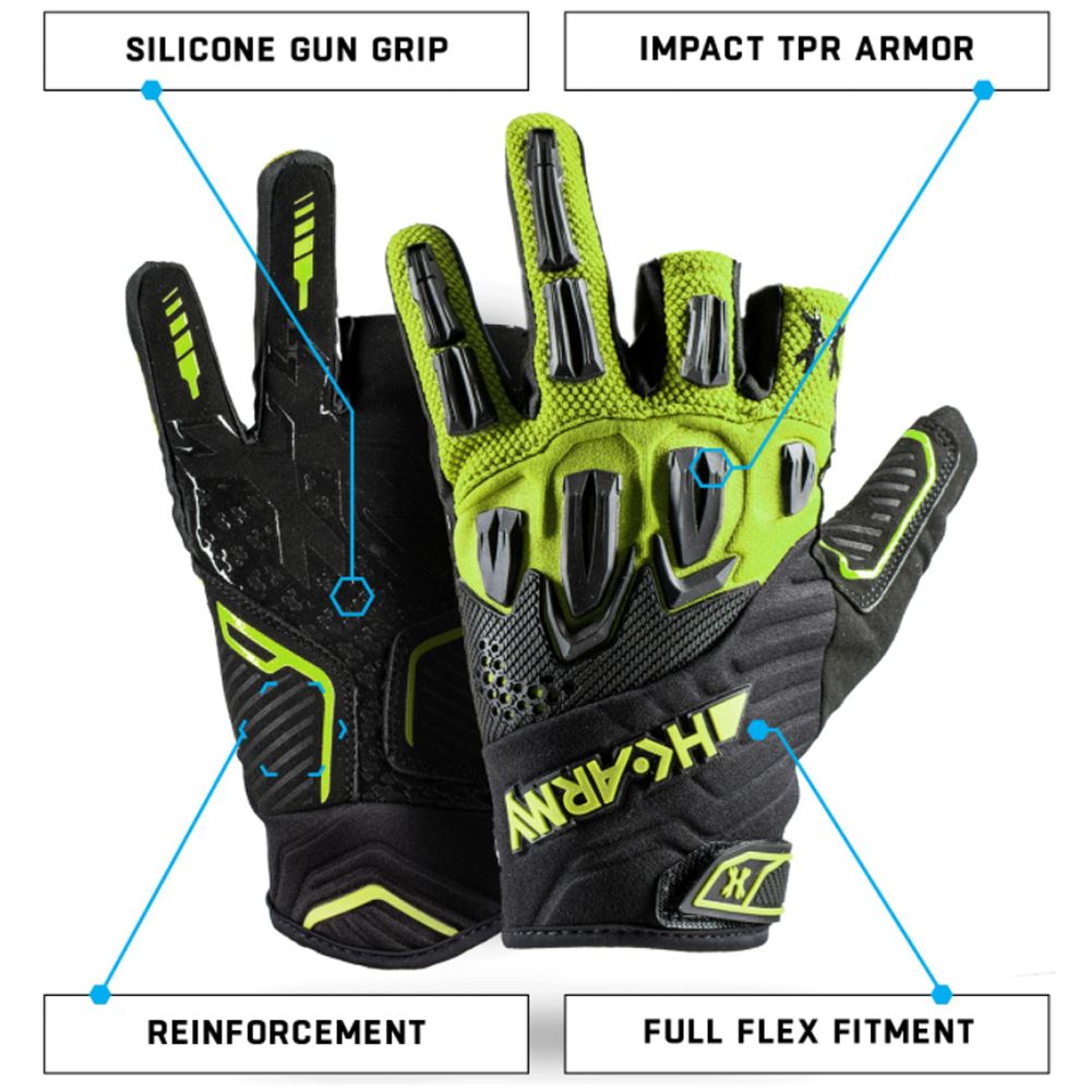HK Army Hardline Armored Paintball Gloves - Energy