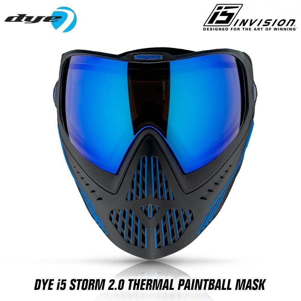 Dye I5 Thermal Paintball Mask Goggles with GSR Pro Strap - Storm 2.0 Black / Blue - PaintballDeals.com